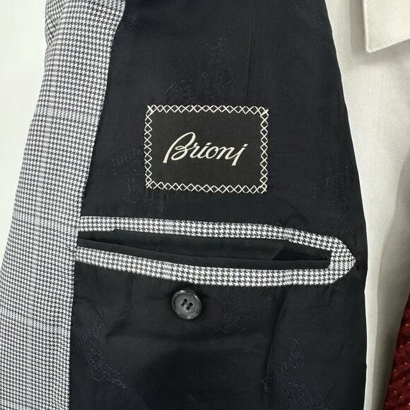 jacket blazer sport coat wool silk plaid gray made in italy 46L